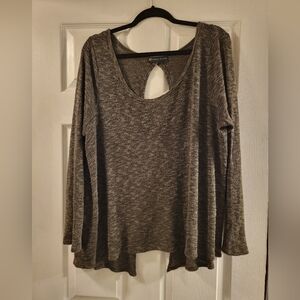 Fashion to Figure Green With Black Heathered Long Sleeve Sweater Top 1X